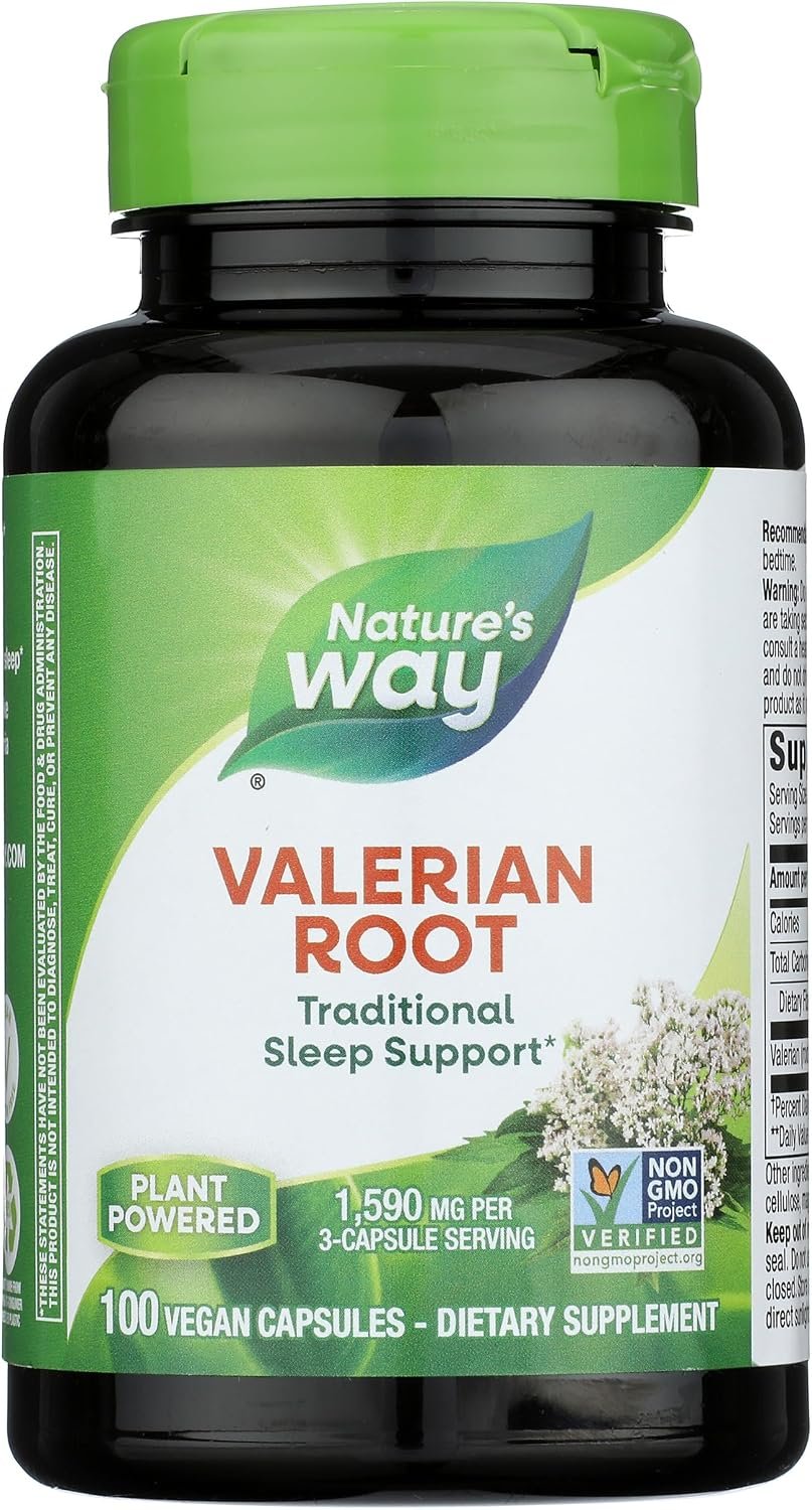 Nature’s Way Valerian Root, Traditional Sleep Support*, Non-GMO Project Verified, Gluten Free, Vegan, 100 Capsules