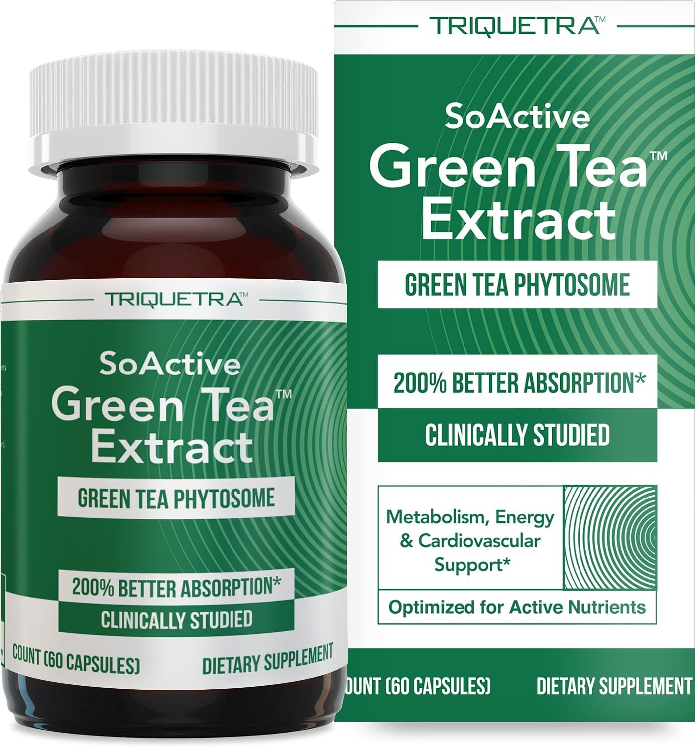 SoActive Green Tea™ Extract – Clinically Studied Green Tea Phytosome – Up to 200% Better Absorption & Bioavailability – Clinically Validated Dose – Supports Metabolism & Weight Management – 60 Caps