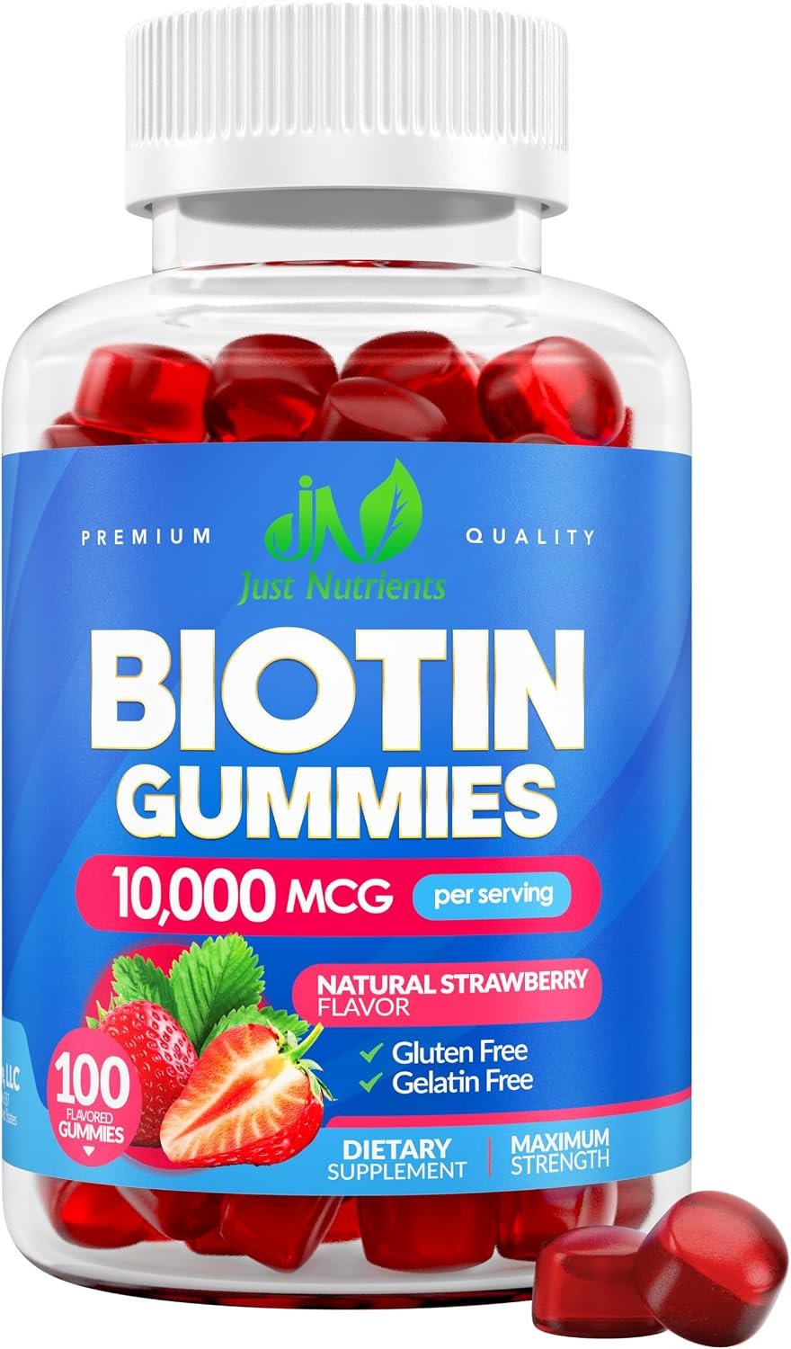 Biotin 10,000mcg Gummies for Hair Growth, Skin & Nails (100 Count)