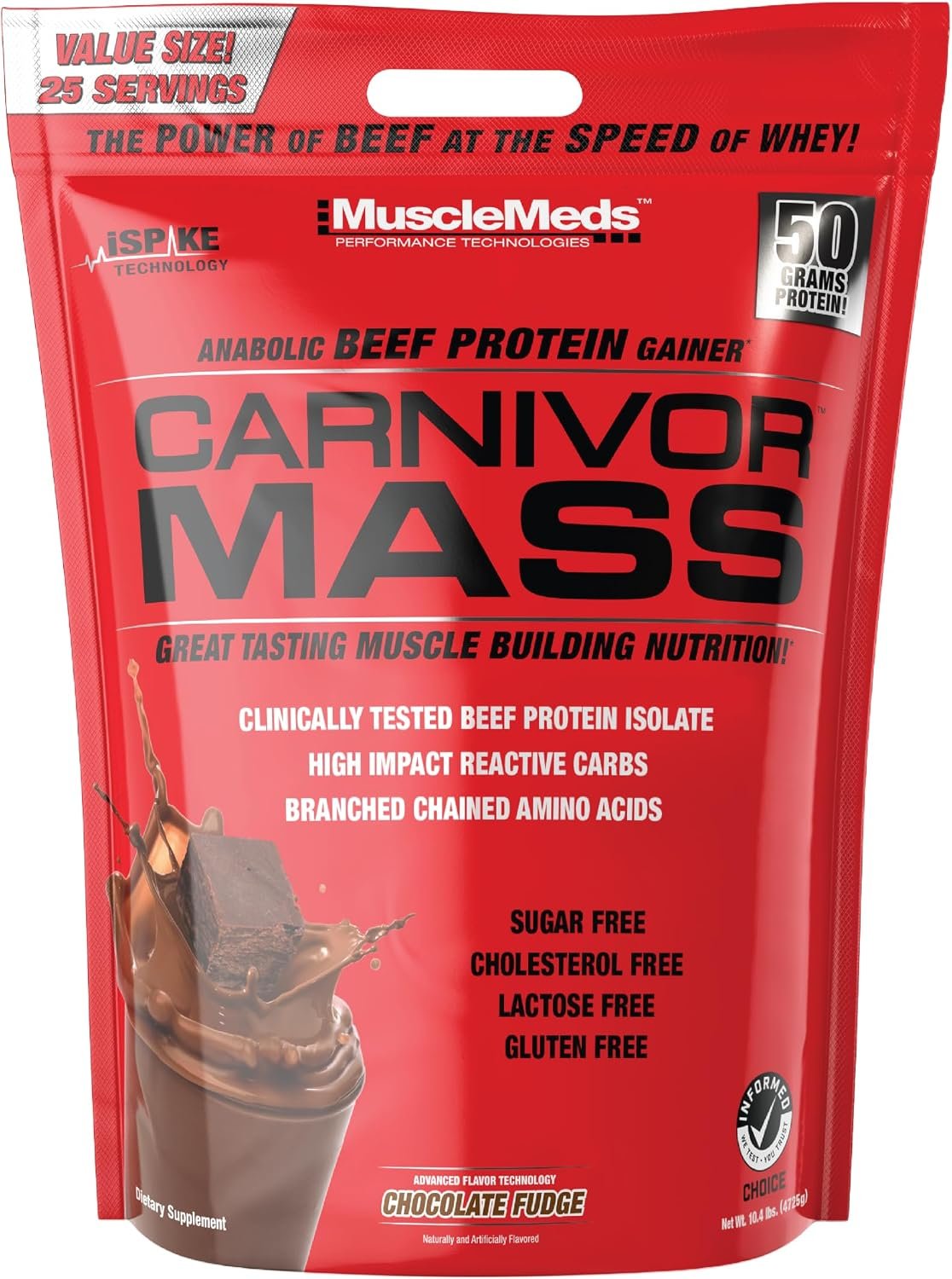 MuscleMeds Carnivor Mass Chocolate Big Steer 1250, 15 Lb (Packaging May Vary)