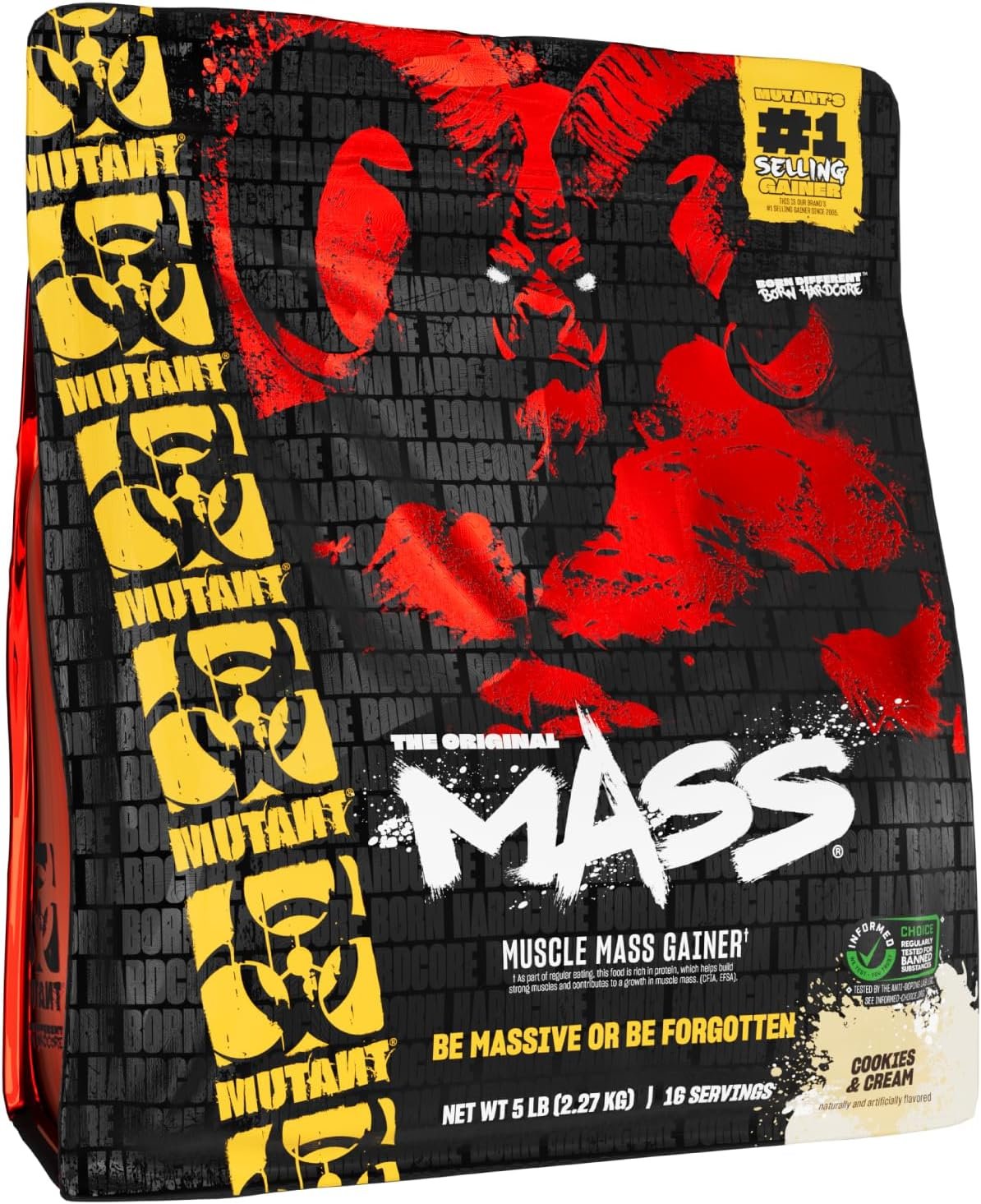 Mutant Mass Weight Gainer Protein Powder, Cookies & Cream, 5 lb