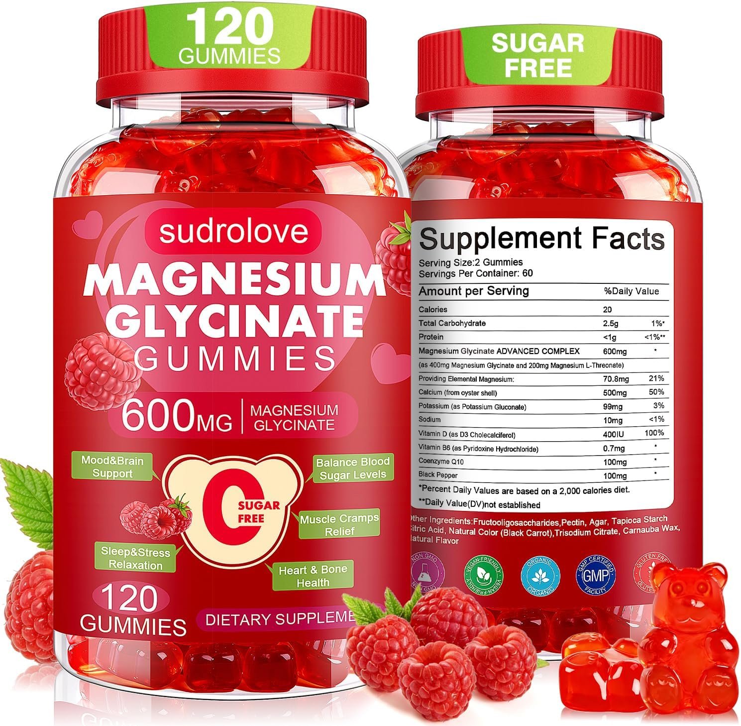 Magnesium Glycinate Gummies 600mg per Serving, 120 Count