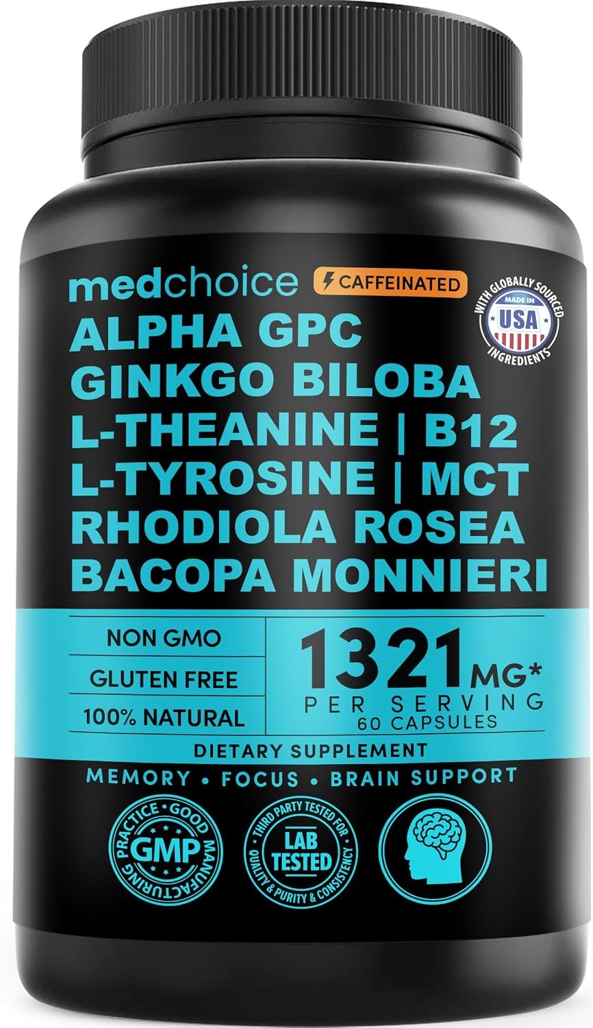MEDCHOICE 12-in-1 Nootropic Brain Supplement with Caffeine, 60ct