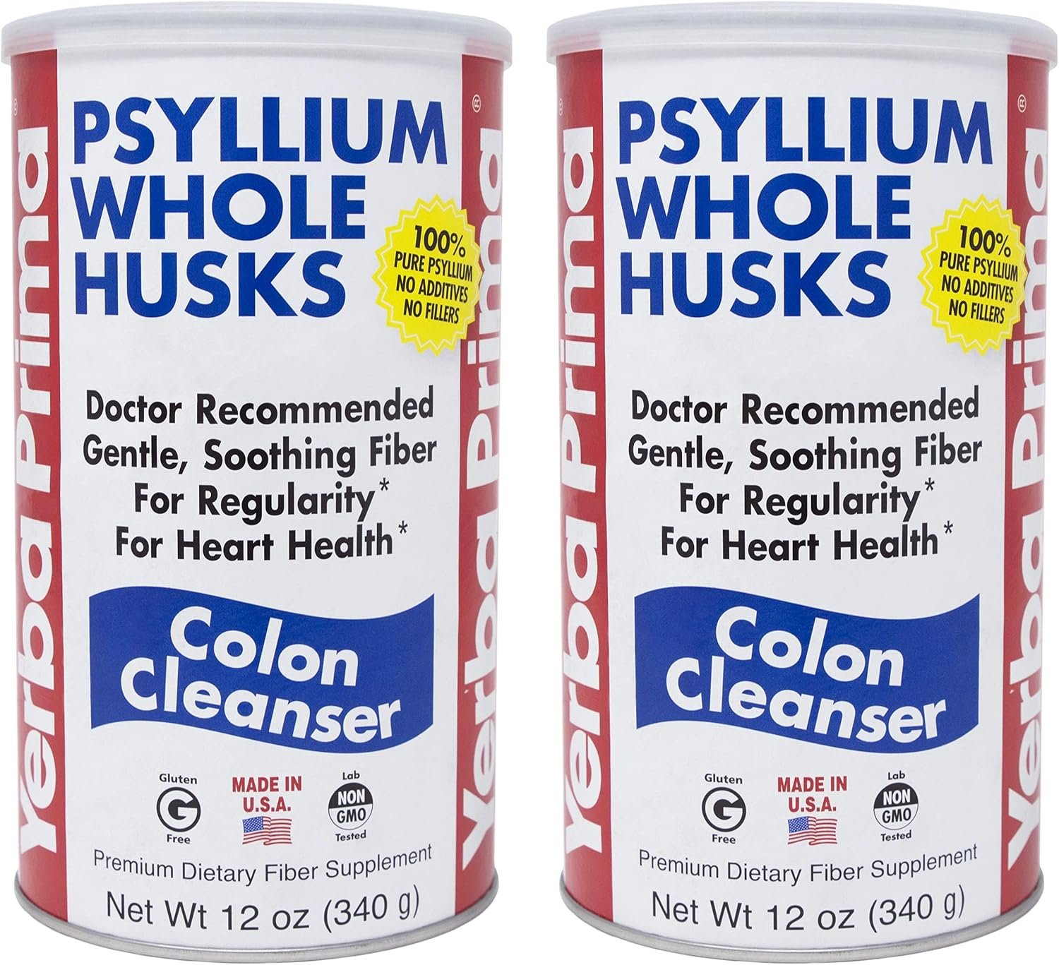 Yerba Prima Psyllium Husk, 12 Ounce (Pack of 2) – Colon Cleanser Fiber Supplement – Natural Support for Gut Health – Non GMO, Gluten Free, Vegan